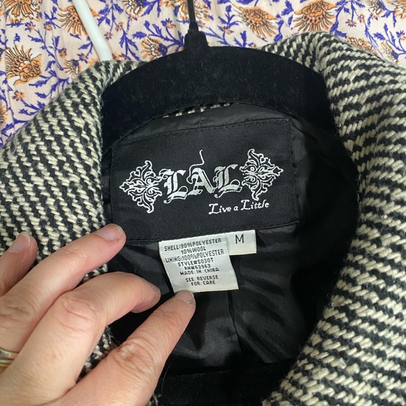 Live a Little Black and White Pea Coat - Picture 11 of 12